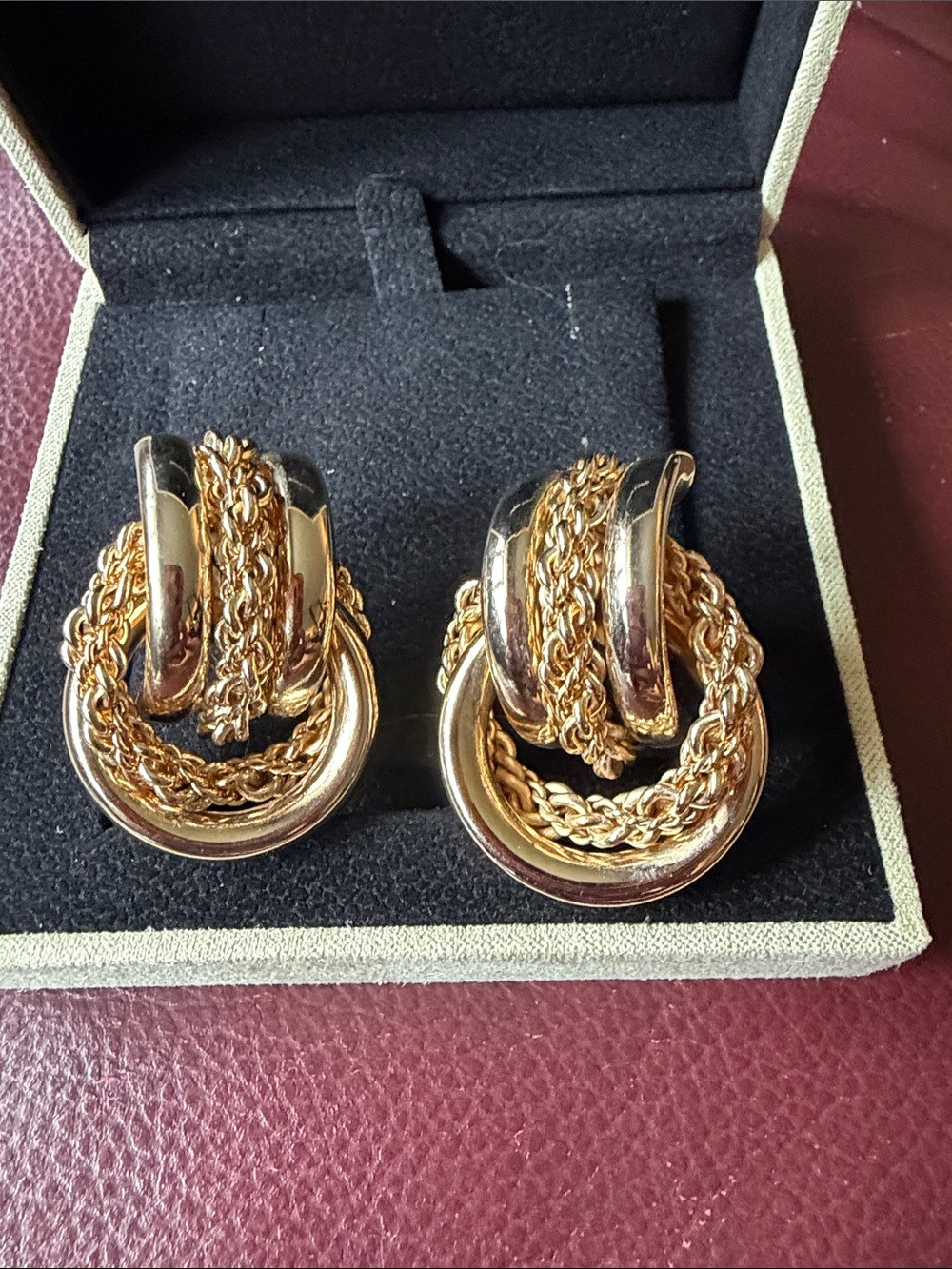 Gold-Tone Braided Hoop Drop Earrings - Classic Women’s Jewelry Vintage